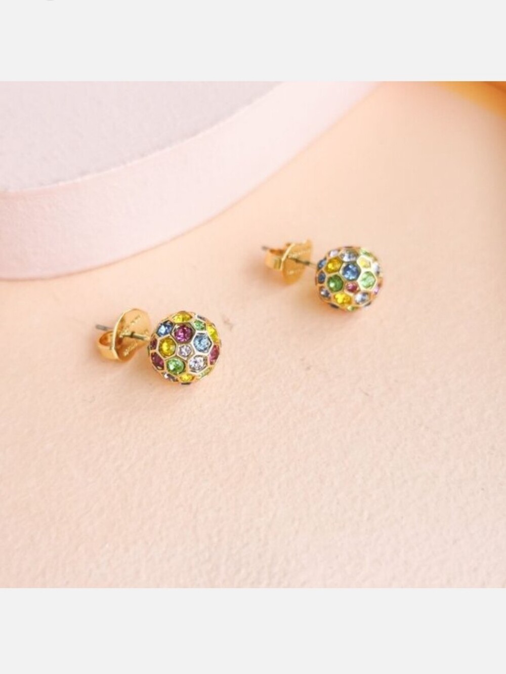 kate spade Gold-Tone Multicolor Crystal Button Earrings - Picture 4 of 4